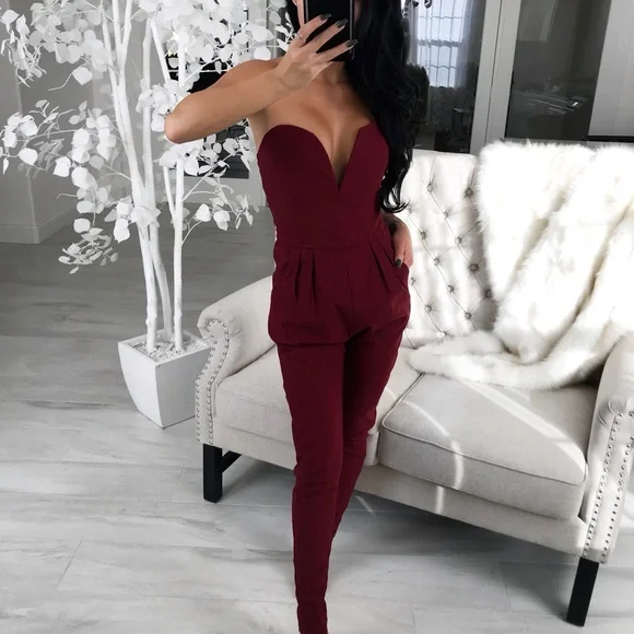Burgundy Jumpsuit - Picture 5 of 5